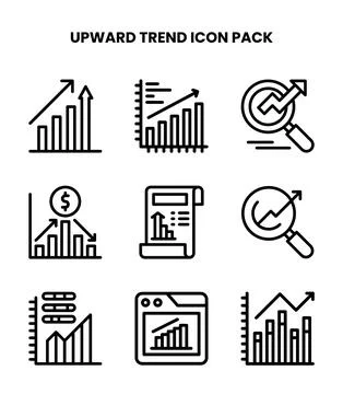 Upward Trend Line Vector Icons Pack Stock Illustration