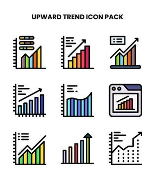 Upward Trend Lineal Color Vector Icons Pack Stock Illustration