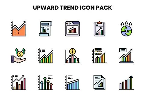 Upward Trend Lineal Color Vector Icons Pack Stock Illustration