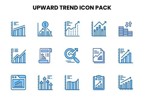 Upward Trend Two Colour Bundle Icons Pack Stock Illustration