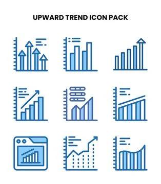 Upward Trend Two Colour Design Icons Pack Stock Illustration