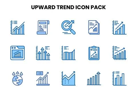 Upward Trend Two Colour Graphics Icons Pack Stock Illustration