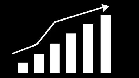 Upward trending bar chart with arrow animation, Trending bar chart with arr.. Stock Footage 329114229