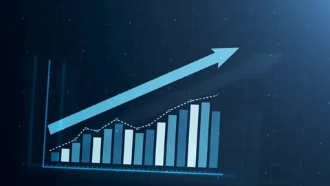 Upward Trending Bar Graph with Arrow, Indicating Growth and Progress Video stock 297536623