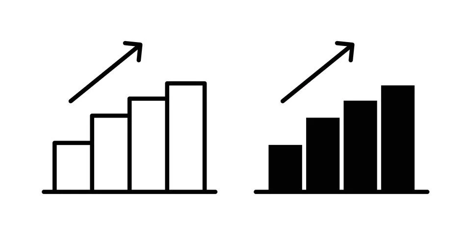 Upward Trending Graph Icon linear versions pack on white background Stock Illustration