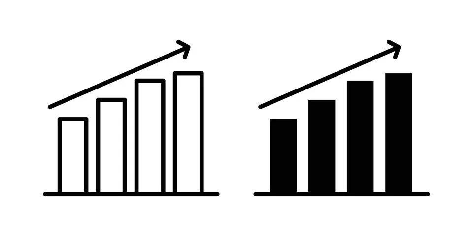 Upward Trending Graph Icon set modern line and solid style collection. Stock Illustration
