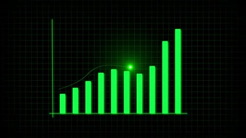 Upward trending green bar chart animation for finance and investment data. .. Video stock 313590027