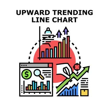 Upward trending line chart business growth analytics Stock Illustration