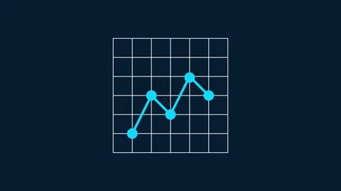 Upward-trending line graph with blue points on a dark blue background. The graph Stock Footage 278344779