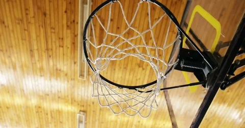 Upward view of basketball hoop Stock Footage
