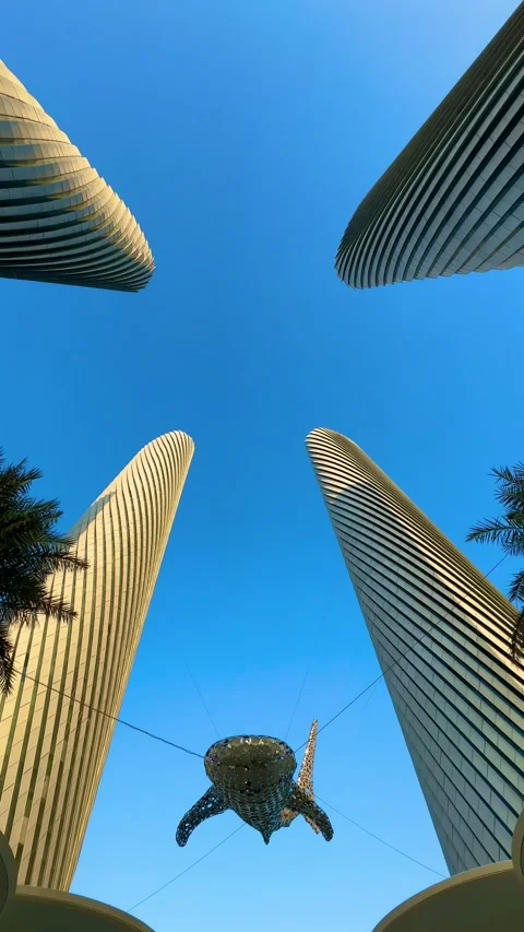 Upward view of Darb Al Wasil in Lusail, Qatar Video stock 325899177