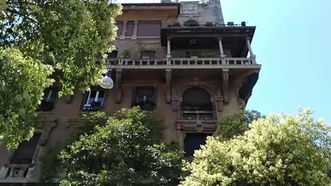 Upward view of a gothic building in rome italy Stock Footage 133809353