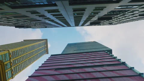 Upward View of Modern High-Rise Buildings in Macau, China Stock Footage 344597371