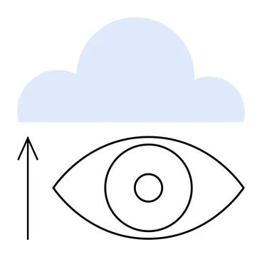 Upward Vision and Cloud Connection Symbolizing Digital Insight and Cloud Co.. Stock Illustration