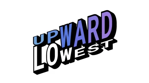 UPWARD vs LOWEST, 3D Text Animation in Isometric View with Opposite Word Motion Stock Footage 314264178