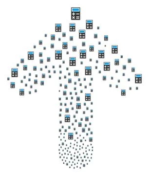 Upwards Cursor Arrow Collage with Calculator Stock Illustration