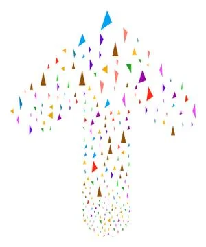 Upwards Direct Arrow Figure with Triangular Fragments Stock Illustration