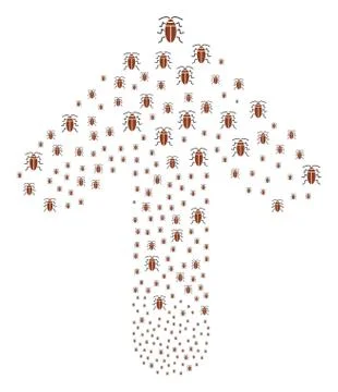 Upwards Directed Arrow Figure with Cockroach Stock Illustration