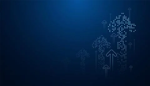 Upwards Growing up arrows on gradient blue background. The Group of upward... Stock Illustration