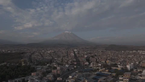 Upwards moving drone shot above Arequipa Peru with view on the mountain near Stock Footage 303197331