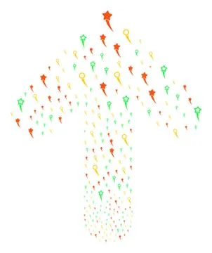 Upwards Pointer Arrow Shape with Confetti Stars Stock Illustration
