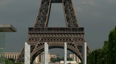 Upwards Tilt of Eiffel Tower in Daytime Stock Footage 52878590