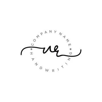 UR Initial handwriting logo design Stock Illustration
