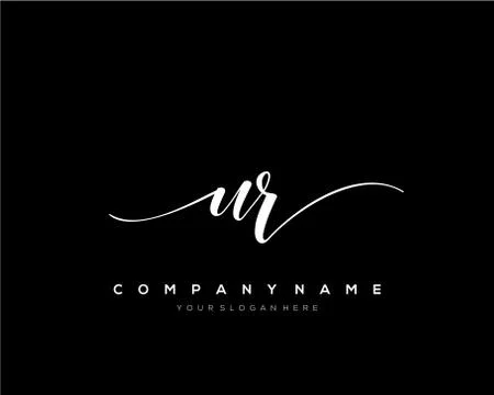 UR Initial Letter handwriting logo hand drawn template vector Ilustração Stock