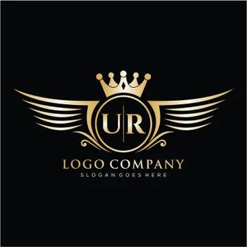 UR Letter Initial with Royal Wing Logo Template. Stock Illustration