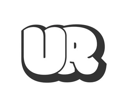 UR logo, bubble comic lettering, rounded in graffiti style black and white .. Stock Illustration