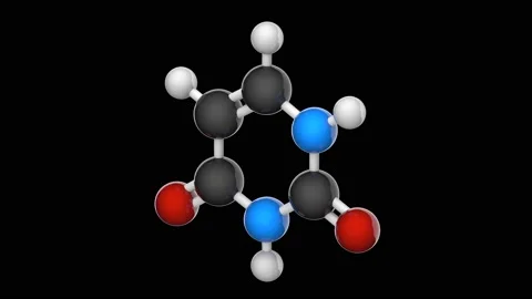 Uracil. C4H4N2O2. Seamless loop. RGB + Alpha (Transparent) channel Stock Footage 154244828