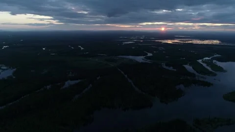 Ural forest and river at spring. Aerial view Stock Footage 281191914
