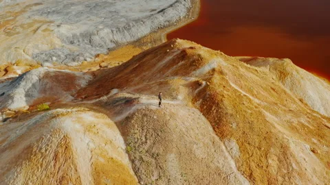 Ural Mars A man is standing on a clay mountain Mars planet Stock Footage 158073400