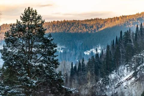 Ural mountains in the evening light Stock Photos