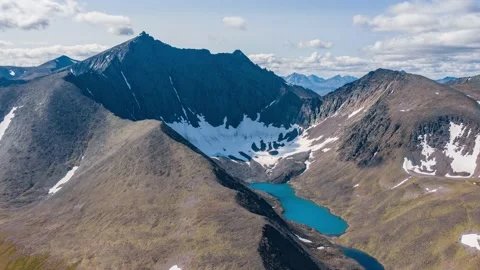 Ural mountains hyperlapse, Azure mountain lake, Mansiner glacier, Russia Stock Footage 165268991