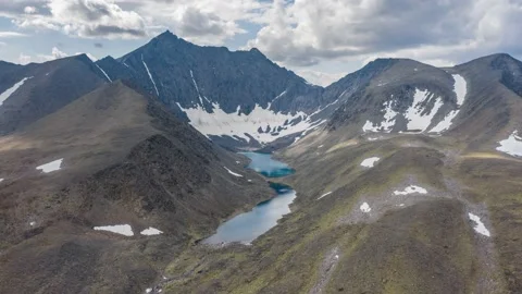 Ural mountains hyperlapse, Azure mountain lake, Mansiner glacier, Russia Stock Footage 165269017