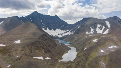 Ural mountains hyperlapse, Azure mountain lake, Mansiner glacier, Russia Stock Footage 165269042