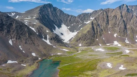 Ural mountains hyperlapse, Azure mountain lake, Ugra glacier, Russia Stock Footage 165269351