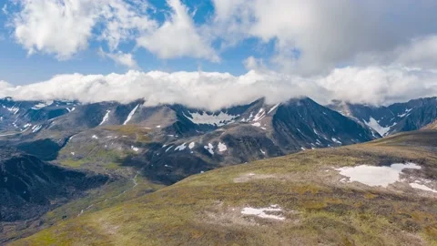 Ural mountains hyperlapse, Mansiner mountain in the clouds, Subpolar Ural Stock Footage 165269325