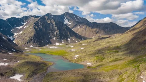 Ural mountains hyperlapse, Mountain valley, Azure lake, Russia Stock Footage 165268957