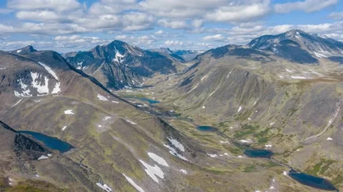 Ural mountains hyperlapse, Narodnaya mountain valley, Azure lakes, Russia Stock Footage 165269167