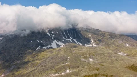 Ural mountains hyperlapse, Narodnaya mountain in the clouds, Subpolar Ural Stock Footage 165269194