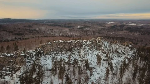 Ural Mountains in winter cloudy weather Stock Footage 101374007