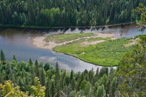 Ural nature on the river, perm edge, russia Stock Photos