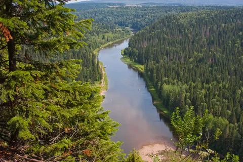 Ural nature on the river, perm edge, russia Stock Photos
