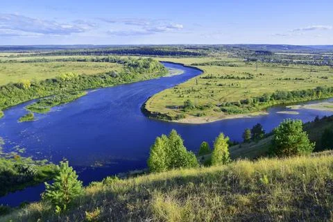 The Ural River Sylva, flowing along the foothills of the Western Urals in the Stock Photos