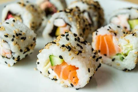  Uramaki rolls Stock Photos