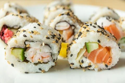 Uramaki rolls Stock Photos