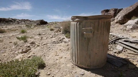 Uranium Badlands Ghost Town Relics Old Trash Can Stock Footage 37899486