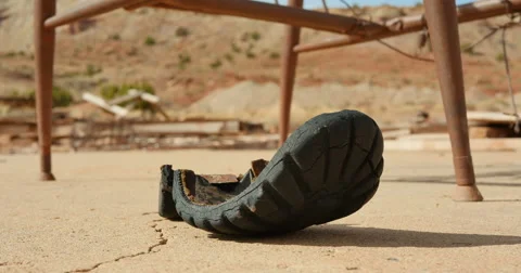 Uranium Badlands Temple Mountain Utah Abandoned Mining Area Old Boot Sole Stock Footage 48496219